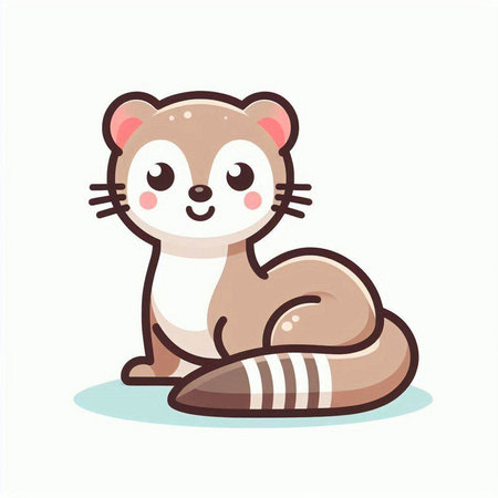 Cute cartoon otter sitting on the ground. Vector illustration.のイラスト素材