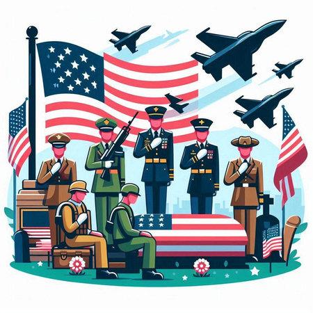 Patriot day. Soldiers of the United States of America. Vector illustrationのイラスト素材