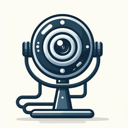 Vector cartoon illustration of web camera. Webcam icon in flat style.のイラスト素材