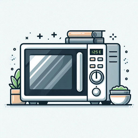 Microwave oven icon. Vector illustration in line art style.のイラスト素材