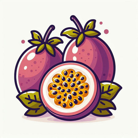 Passion fruit vector illustration, hand drawn style. Exotic fruit.のイラスト素材