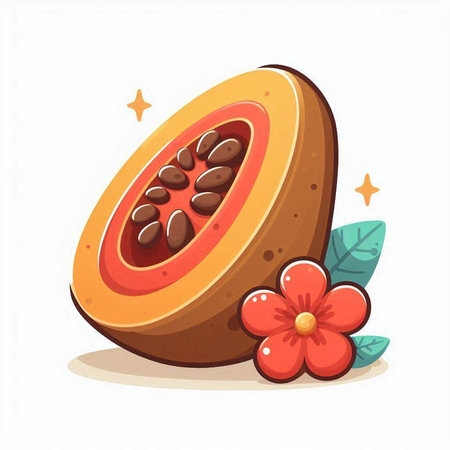 Illustration of a tropical fruit. Vector illustration on white background.のイラスト素材