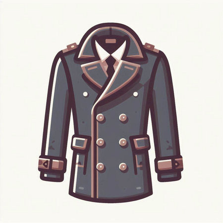 Vector illustration of a coat with a collar on a white background.のイラスト素材