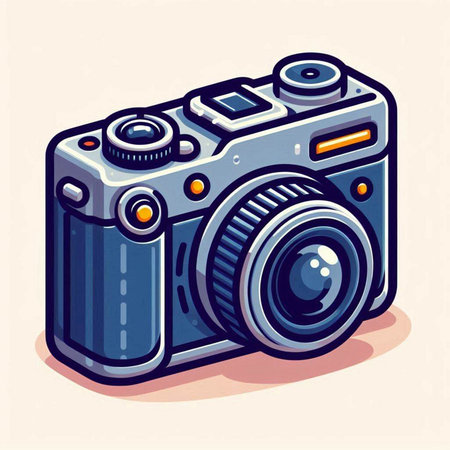 Retro camera vector illustration in cartoon style. Vintage camera icon.のイラスト素材