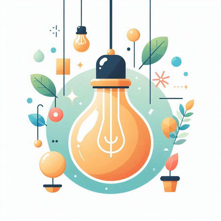 Light bulb in flat style. Idea and creativity concept. Vector illustrationのイラスト素材