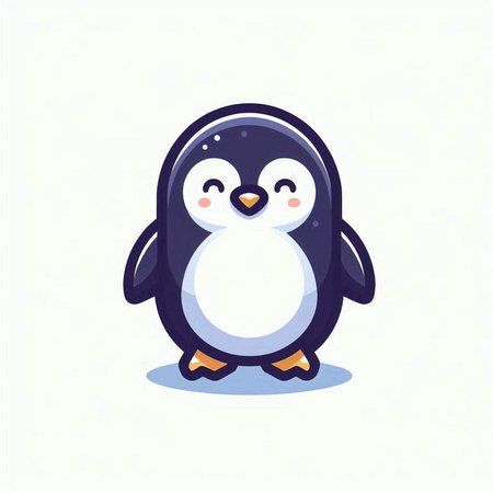 Cute cartoon penguin isolated on white background. Vector illustration.のイラスト素材