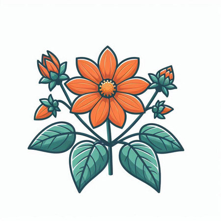 Orange flower on white background. Vector illustration. Hand-drawn.のイラスト素材