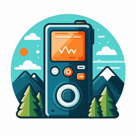 Vector illustration of modern digital music player. Flat style design for web, site, advertising, banner, poster and print.のイラスト素材