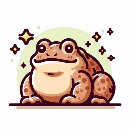 Cute cartoon frog on a white background. Vector illustration in a flat style.のイラスト素材