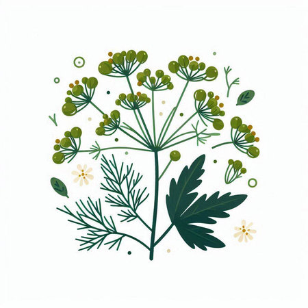Hand drawn vector illustration of dill. Isolated on white background.のイラスト素材