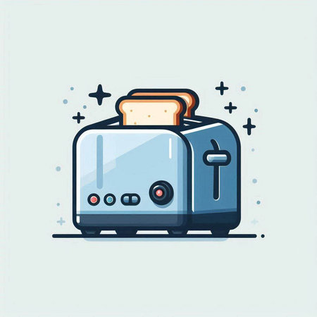 Vector illustration of toaster. Flat line art design for web and mobile.のイラスト素材