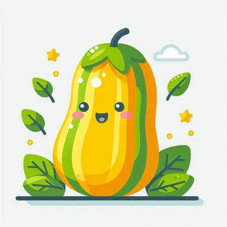 Cartoon papaya character. Cute kawaii vegetable vector illustration.のイラスト素材