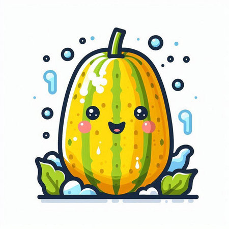 Cute kawaii watermelon character. Cute cartoon character. Vector illustration.のイラスト素材
