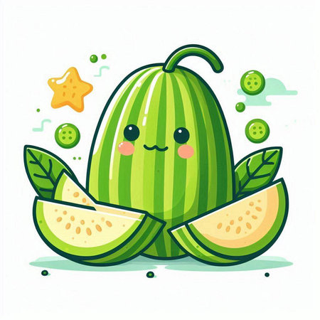 Cute cartoon watermelon character with eyes and teeth. Vector illustration.のイラスト素材