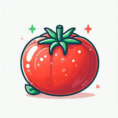 Illustration of a fresh tomato on a white background, vector illustrationのイラスト素材
