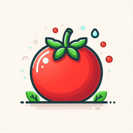 Vector illustration of fresh tomato on white background. Flat style design.のイラスト素材