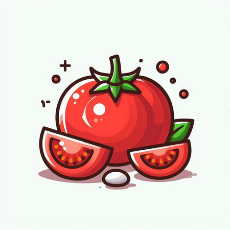 Cute tomato cartoon vector illustration. Isolated on white background.のイラスト素材