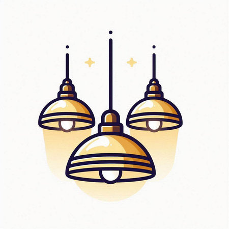 Illustration of chandelier in line art style on white backgroundのイラスト素材