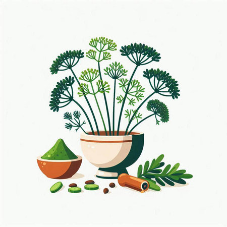 Herbs and spices concept represented by herbs icon. Colorfull and flat illustrationのイラスト素材