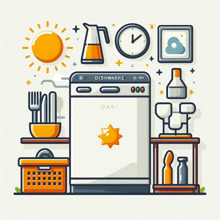 Vector illustration of household appliances. Flat line style design for web and print.のイラスト素材