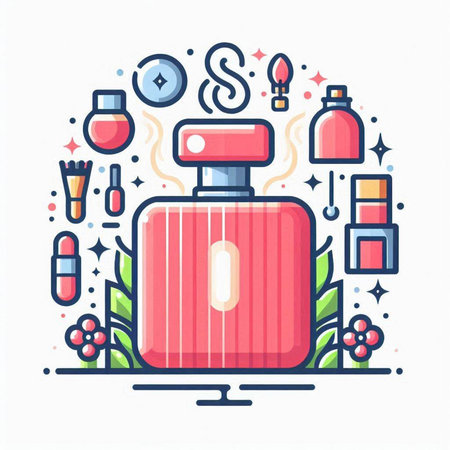 Perfume bottle icon. Vector illustration in line art style.のイラスト素材