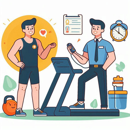 Exercising man in the gym. Flat design vector illustration.のイラスト素材