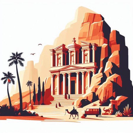 Ancient temple in Egypt. Landmarks of Egypt. Vector illustration.のイラスト素材