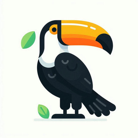 Toucan vector illustration in flat design style isolated on white background.のイラスト素材