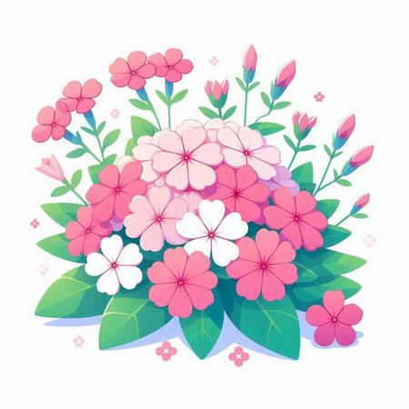 Flower bouquet of pink and white flowers. Vector illustration.のイラスト素材