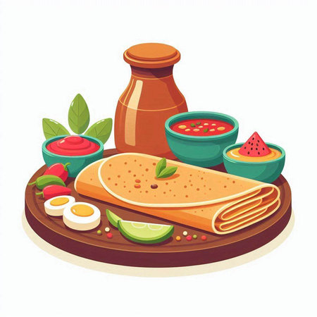 Mexican food. Vector illustration of traditional mexican food.のイラスト素材