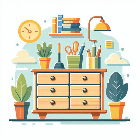 Furniture in flat style. Furniture in the room. Vector illustrationのイラスト素材