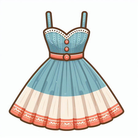 Illustration of a dirndl with a pattern on a white backgroundのイラスト素材