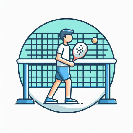 Table tennis player with racket and ball. Flat style vector illustration.のイラスト素材