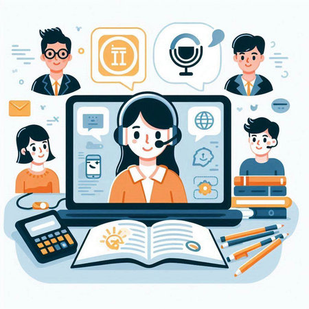 Online education concept. Cartoon illustration of online education vector concept for web designのイラスト素材