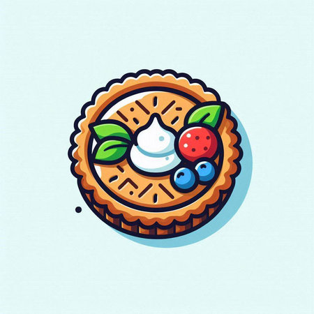 Strawberry tart, hand drawn vector illustration in cartoon style.のイラスト素材