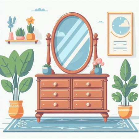 Furniture in the living room. Flat style vector illustration.のイラスト素材
