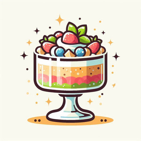 Vector illustration of a cake in a glass on a light background.のイラスト素材