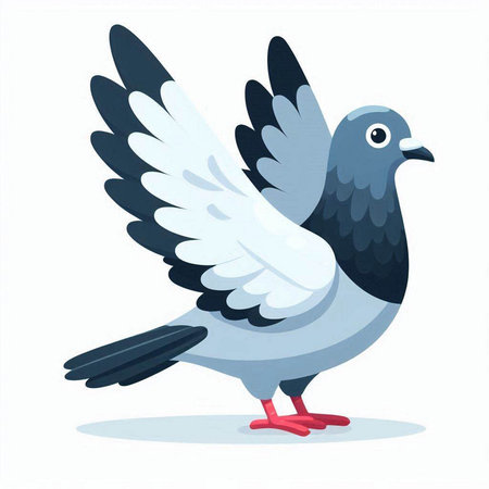 Pigeon isolated on white background. Vector illustration in flat style.のイラスト素材