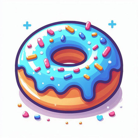 Donut with glaze and sprinkles. Vector illustration in cartoon styleのイラスト素材