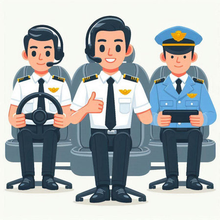 Policeman sitting on chair and showing thumbs up. Vector illustration.のイラスト素材
