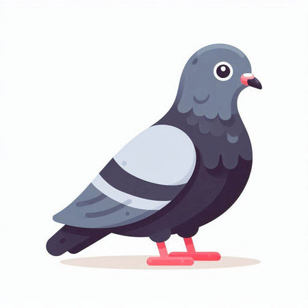 Pigeon on a white background. Vector illustration in cartoon style.のイラスト素材