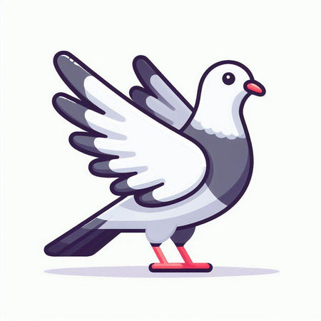 Pigeon on skates. Vector illustration in flat cartoon style.のイラスト素材
