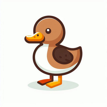 Duck isolated on white background. Cute cartoon vector illustration.のイラスト素材