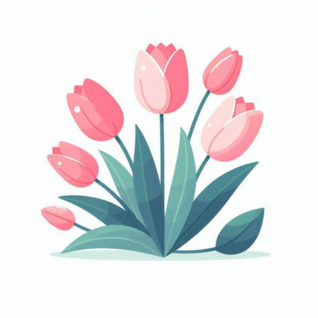 Tulip flower bouquet in flat style. Vector illustration.のイラスト素材