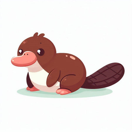Cute cartoon platypus isolated on white background. Vector illustration.のイラスト素材