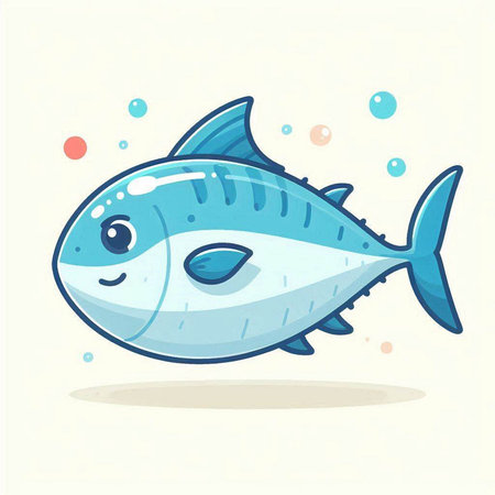 Cute cartoon fish on a white background. Vector illustration in a flat style.のイラスト素材