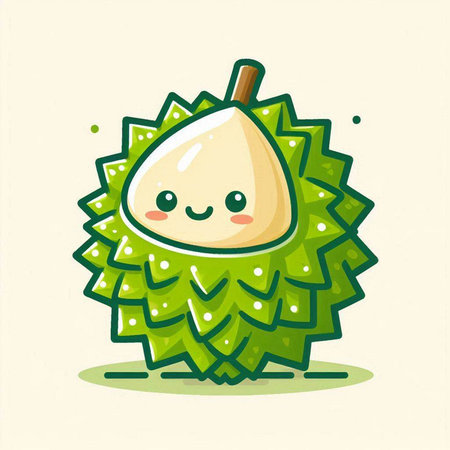 Funny smiling durian fruit character. Vector cartoon character illustration.のイラスト素材