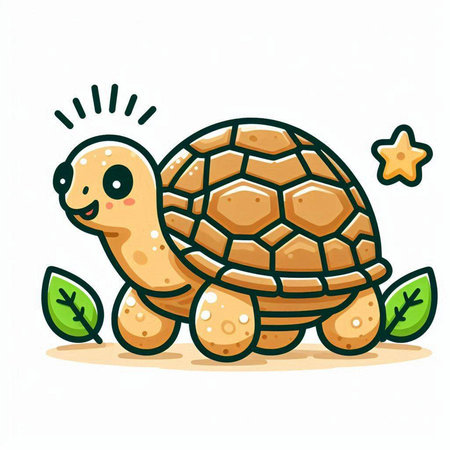 Cute cartoon turtle. Vector illustration isolated on a white background.のイラスト素材