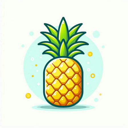 Pineapple vector icon in flat style isolated on white background.のイラスト素材