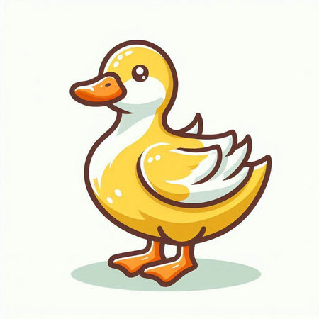 Duck isolated on a white background. Vector illustration of a cute cartoon duck.のイラスト素材